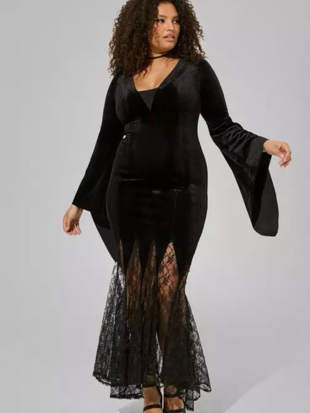 Torrid Black Maven Fluted Velvet Dress - Black